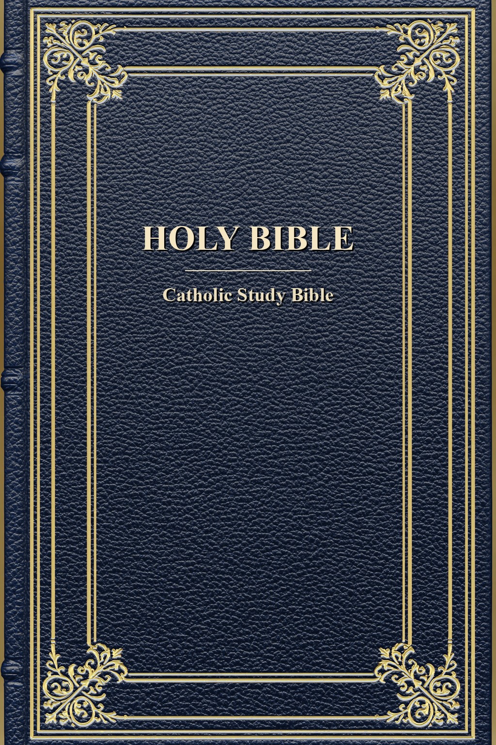 Catholic Study Bible cover — classical corner in navy