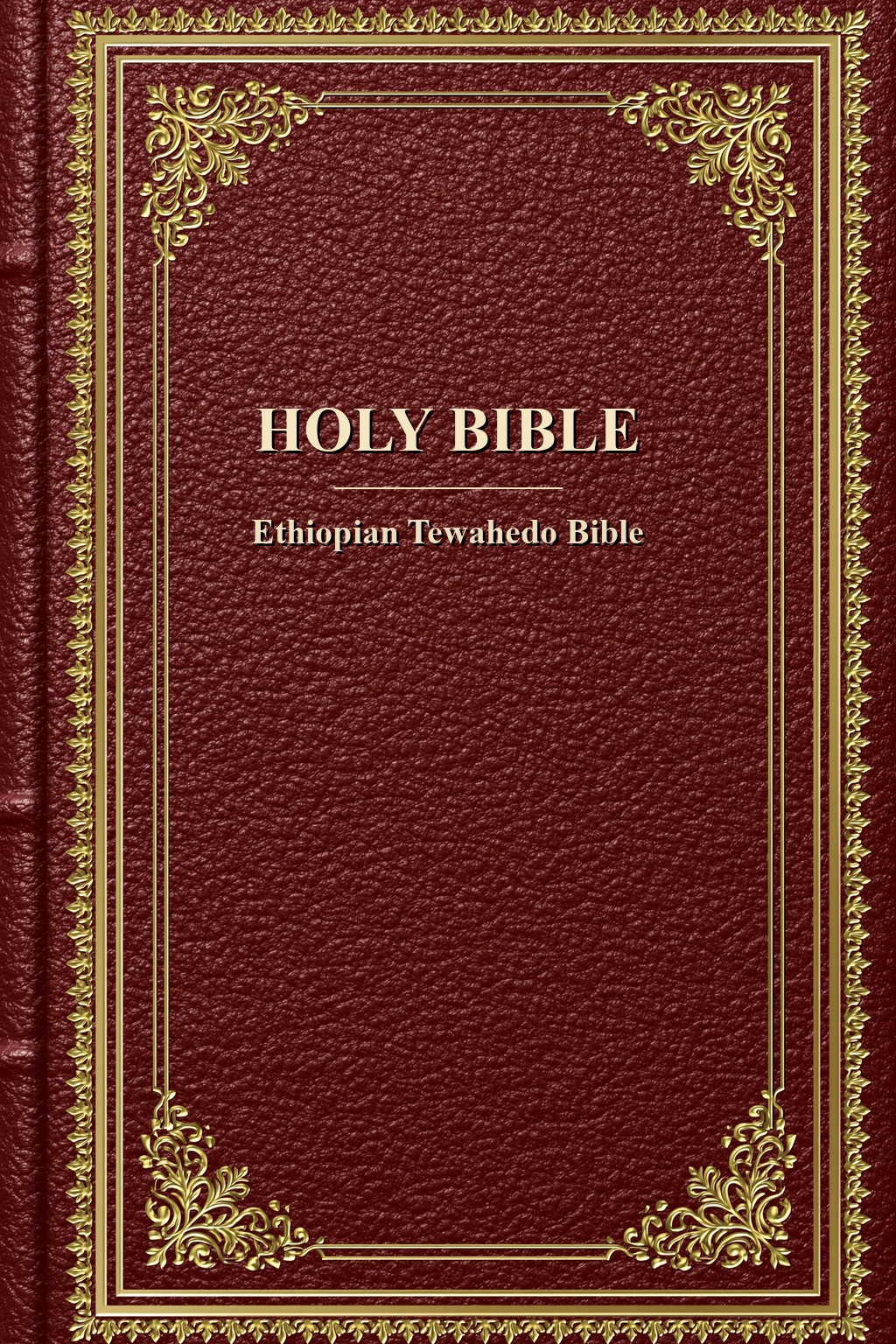 Ethiopian Tewahedo Bible cover — missal central in red